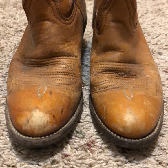 TAN ALL LEATHER COWGIRL BOOTS SZ 6M - Picture 7 of 7